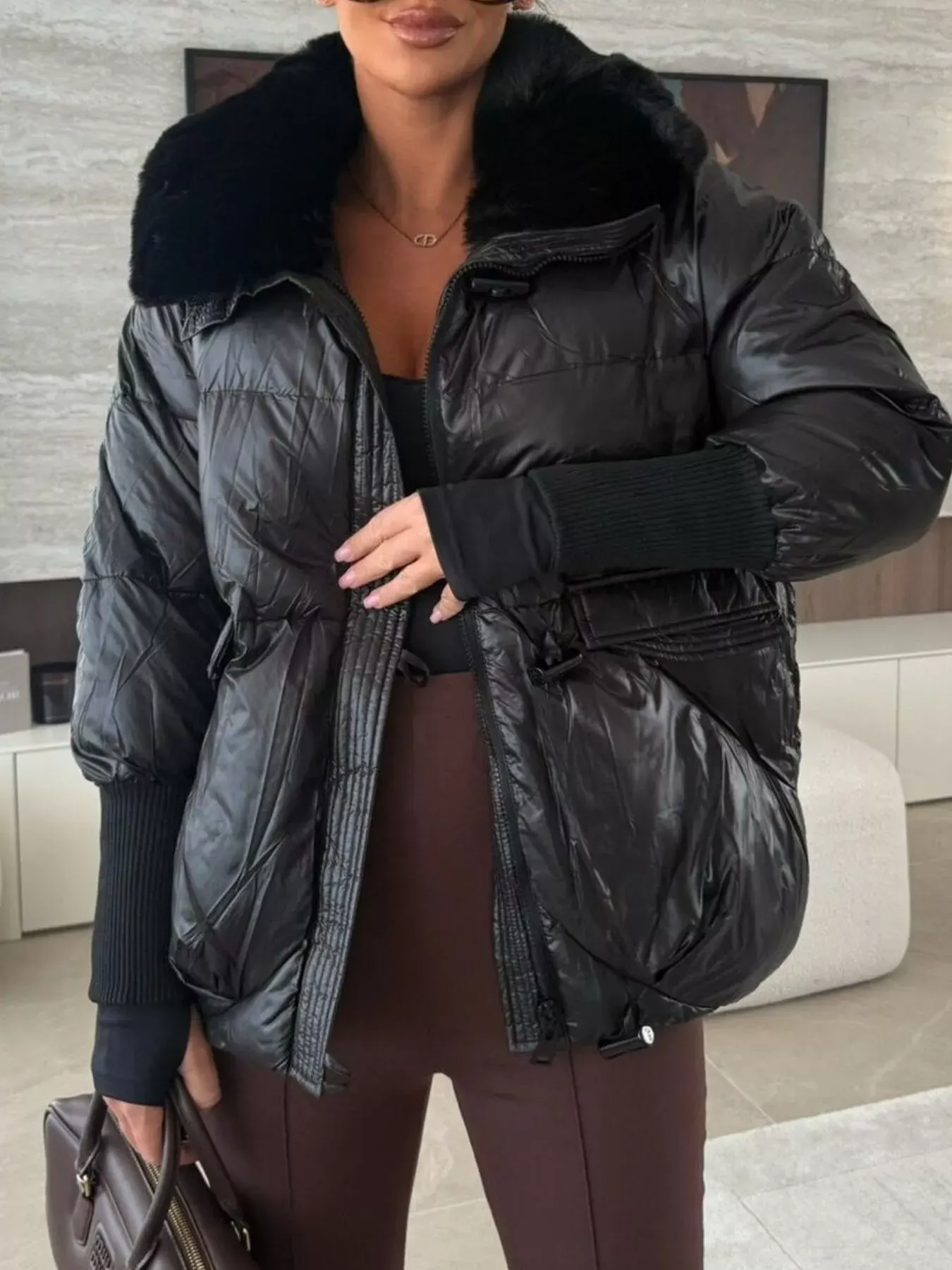 Fur Collar Padded Puffer Jacket