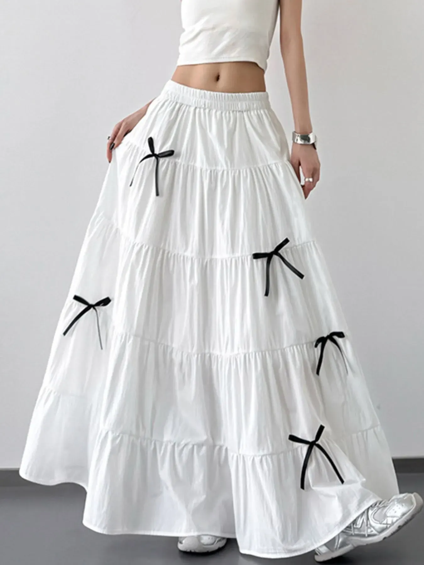 Tiered Bow Maxi Skirt