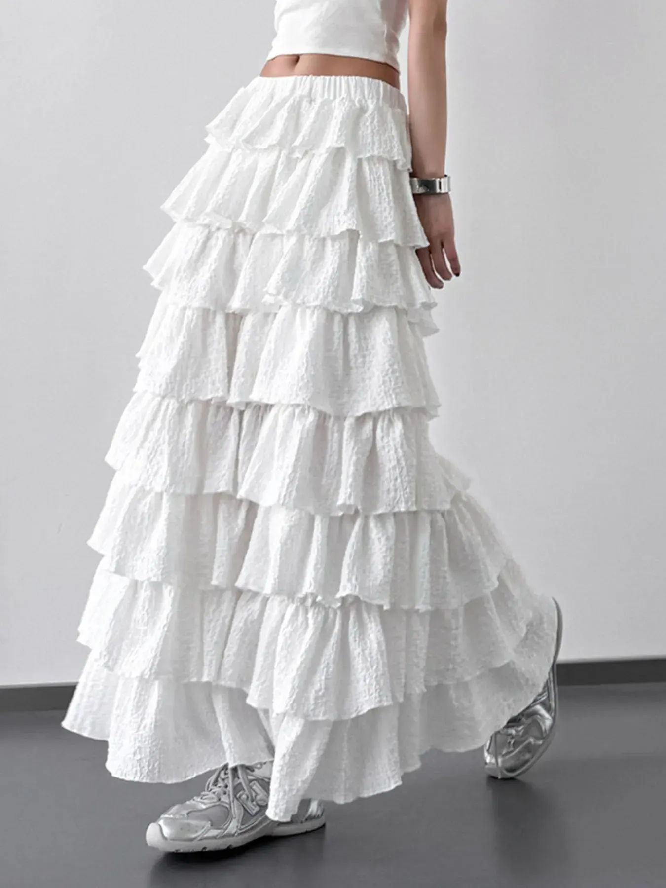 Ruffle Layered Maxi Skirt