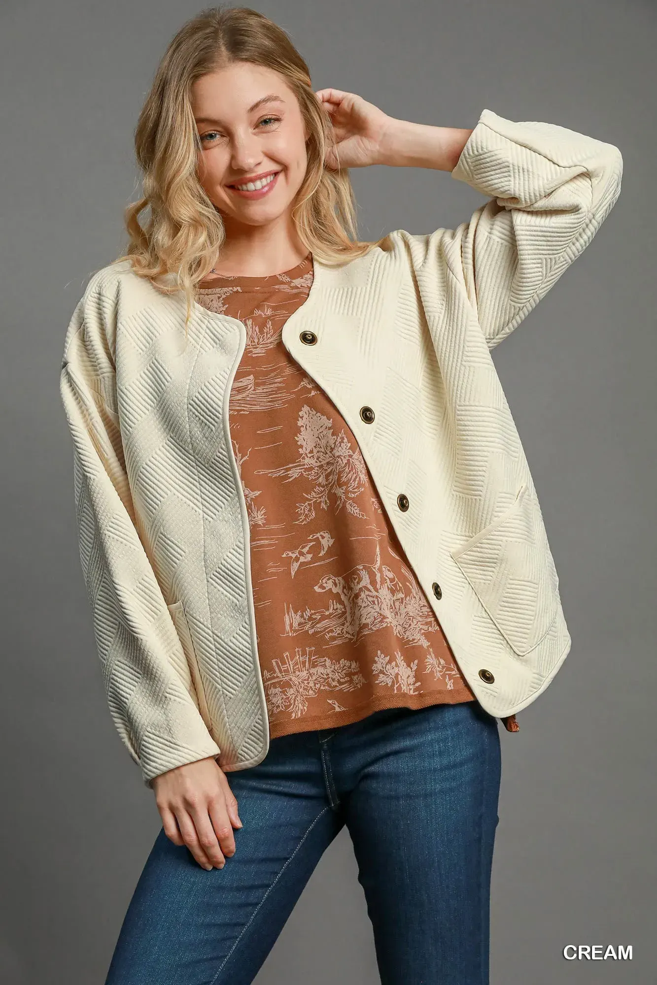 Umgee Textured Jacquard Jacket